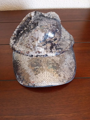 Jockey hat new, silver with dark sequins size M