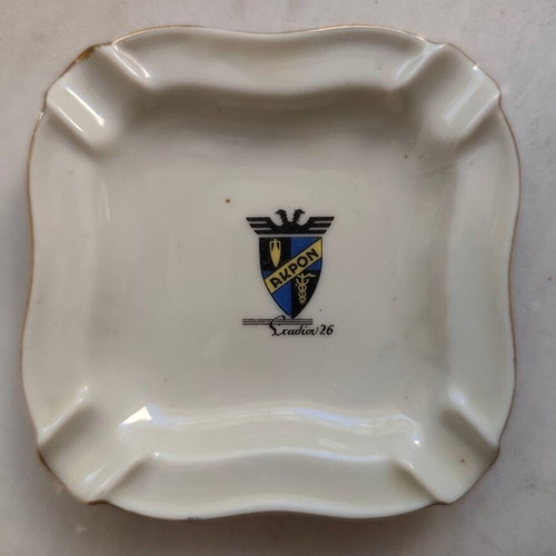 Akron Ilion Krystal porcelain ashtray like new, Stadiou 26