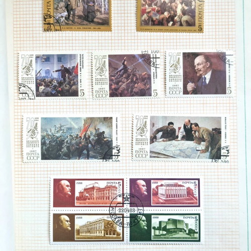 Collectible album with Soviet postage stamps used
