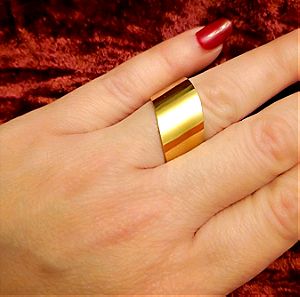 Δαχτυλίδι βέρα φαρδιά χρυσή (ρυθμιζόμενο μέγεθος)