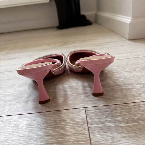 Zara pink pointed toe mules decorated with stones, new, size 40