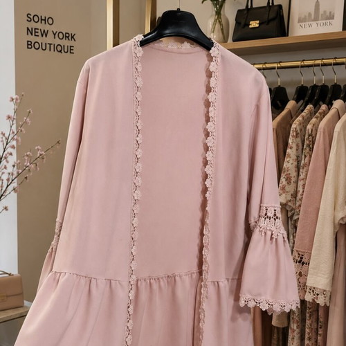 Pink cardigan with lace one size, new