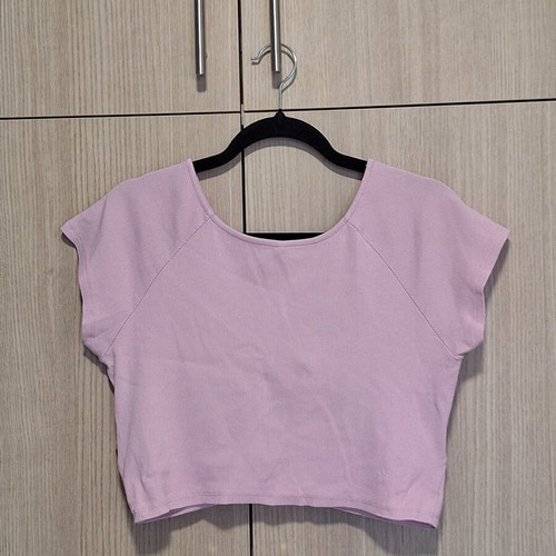 Only lilac ribbed wrap front cropped top size XL like new
