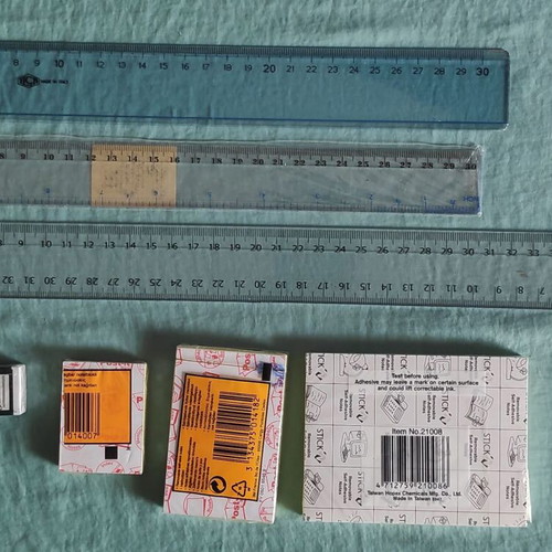 Office supplies new with rulers, Faber Castell eraser and post it
