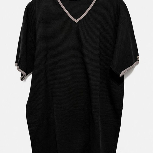 Men’s Black Ribbed V-Neck Top like new, size L–XL