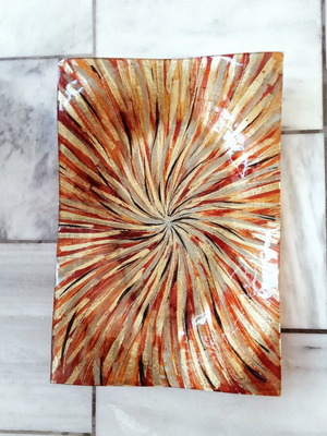 Μεγάλη διακοσμητική πιατέλα μπολ από fused art glass 42x19 εκ.