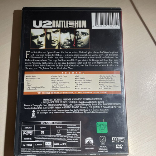 U2 Rattle and Hum DVD like new
