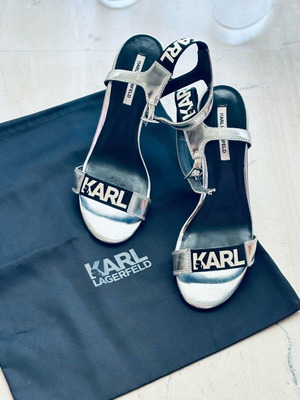 Karl Lagerfeld sandals like new, silver and black
