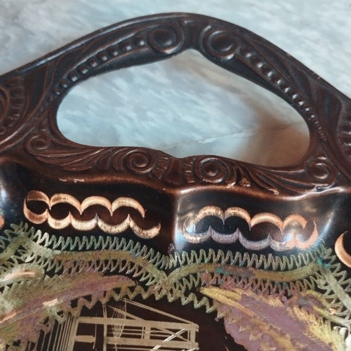 Copper serving tray used with Istanbul landmarks and floral designs