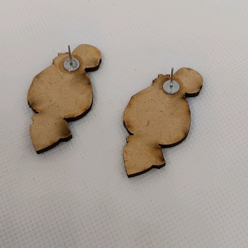 Mulan earrings new, wooden, multicolor with stainless steel clasp