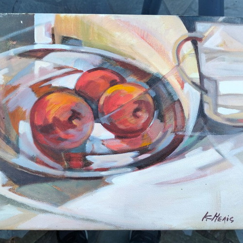 Original painting Fruits acrylic on canvas, stretched, new 24x32