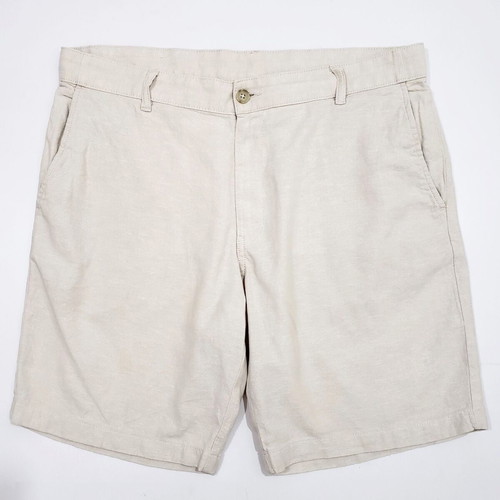 Zara men's shorts bermuda cotton and linen XL-2XL like new, white and beige