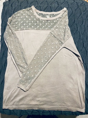 Oversized thin sweater with transparency top part, like new, gray, size L