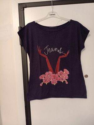 Valentino Jeans women's short-sleeve blouse like new, dark blue