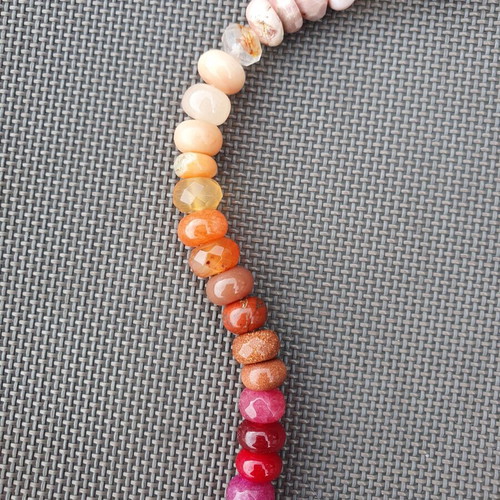Rainbow Multicolour Semi-Precious Stone Beaded Necklace with Gold Tone Clasp