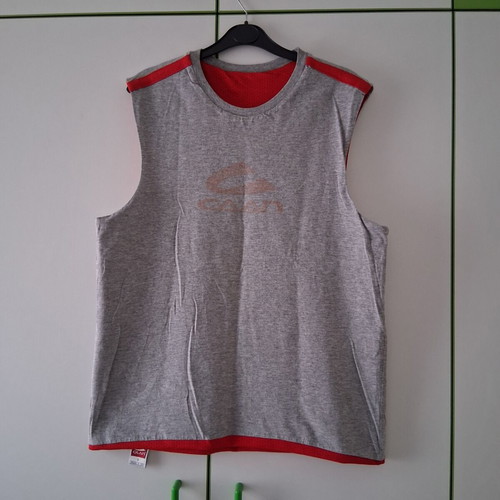 Double Face Sleeveless Shirt Caan like new, gray and red