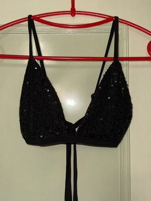 Bubblegun bikini top with sequins black like new, size Small