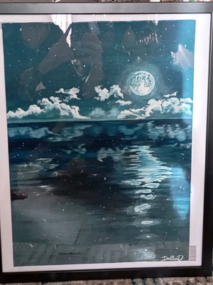 Painting of Full Moon with Acrylics and Tempera, New