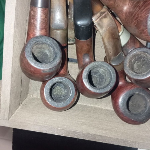 Vintage tobacco pipes collection used, set of 10