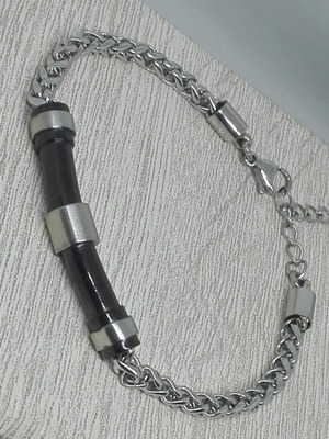Men's Stainless Steel Bracelet with Black Element new