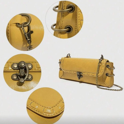 Bull Bag clutch and shoulder bag, yellow, vintage style