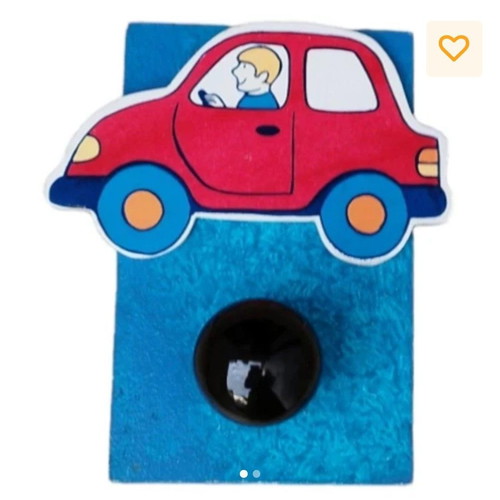 Children's wall hanger car wood 15x10 cm eco paint