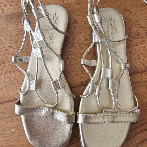 Sante Lace Up Flat Sandals Like New, Gold Color, Size 38