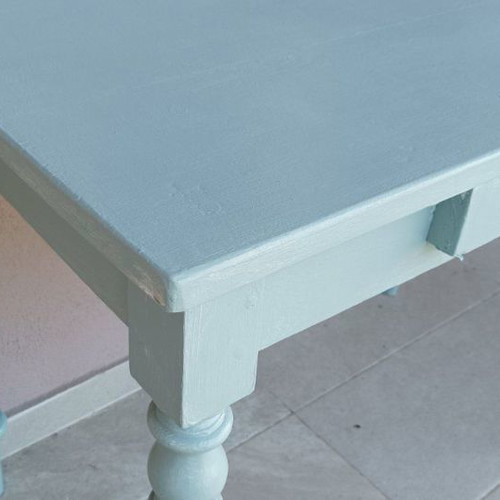 Interwar desk table used, painted mint color