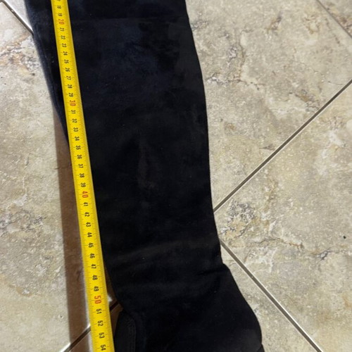 Women's suede leather boot size 39 black used Made in Italy