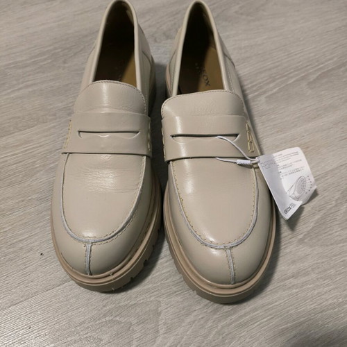 Geox Respira women's leather Bleyze beige moccasins new