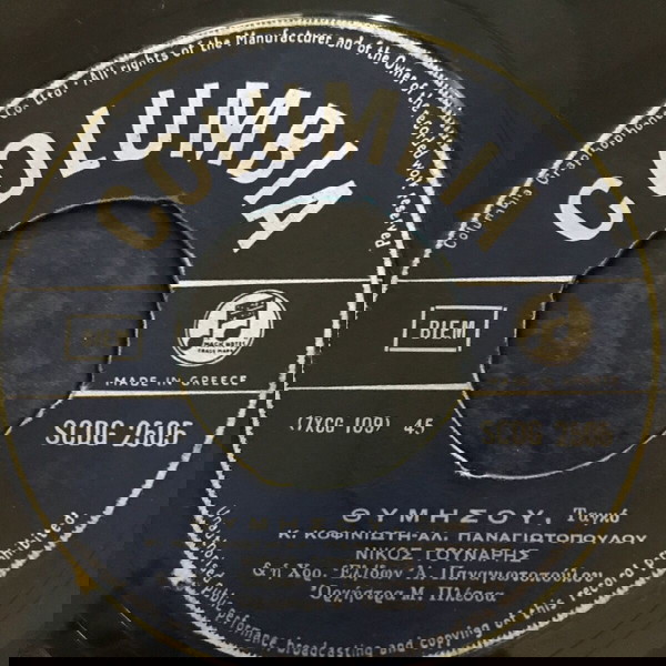 Δίσκος βινυλίου Νίκος Γούναρης - Θυμήσου / Εκεί Ψηλά Στον Αη-Λια ,καλή κατάσταση ,45άρι 7 ίντσες