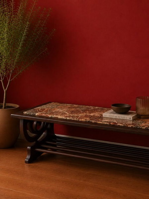 Handmade table from solid wood and onyx like new