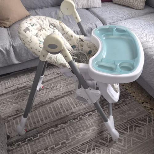 Mamas and Papas Snax highchair used with adjustable levels and foldable design