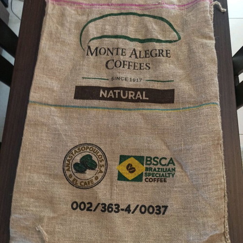 Coffee burlap sack Brazil used, pack of 2
