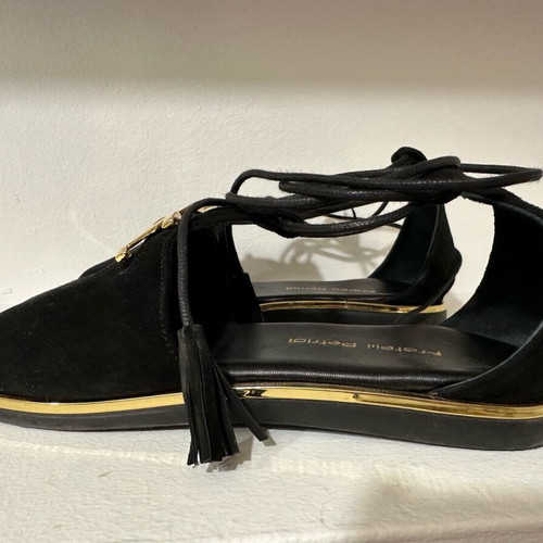 Fratelli Petridi suede leather sandal used, black, size 37