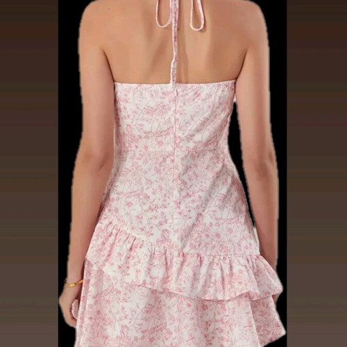 Hippie summer dress short pink new