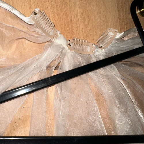 Organza veil like new with satin trim and glitter