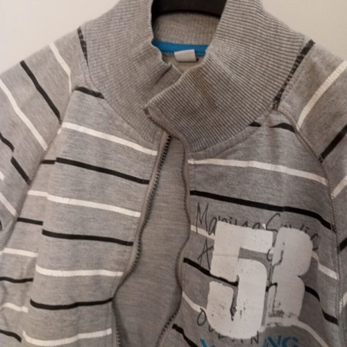 Boy's cardigan grey and white, sizes 146-152 cm