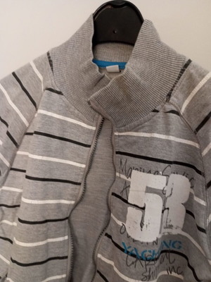 Boy's cardigan grey and white, sizes 146-152 cm