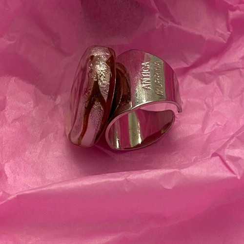Antica Murrina Venezia ring with Murano glass new, beige pink