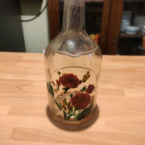 Chivas bottle used with hand-painted carnations