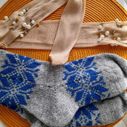 Set of new summer and winter socks, wool and nylon with pearls