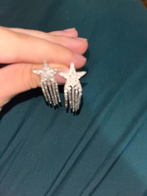 Jewelry set star ring and earrings like new, silver