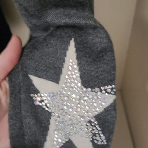 Woolen cardigan with hood and rhinestones stars