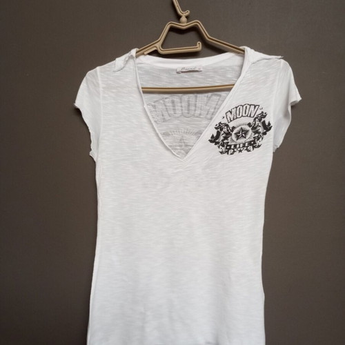 Blanco T-shirt with rhinestones, Moon Life design
