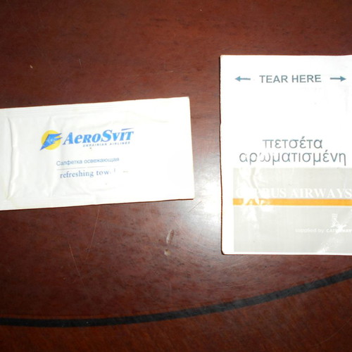 Airplane promotional items used, 3 matchboxes and 2 napkins