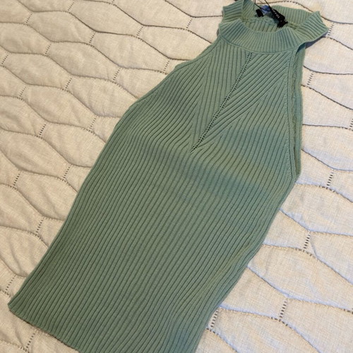 High Neck Green Rib Top new with tags
