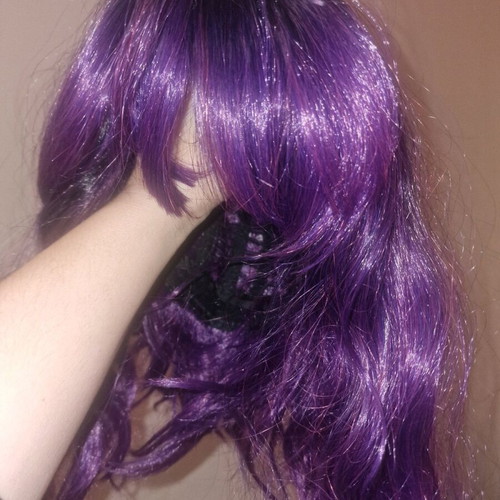 Purple Wavy Wig with Bangs New