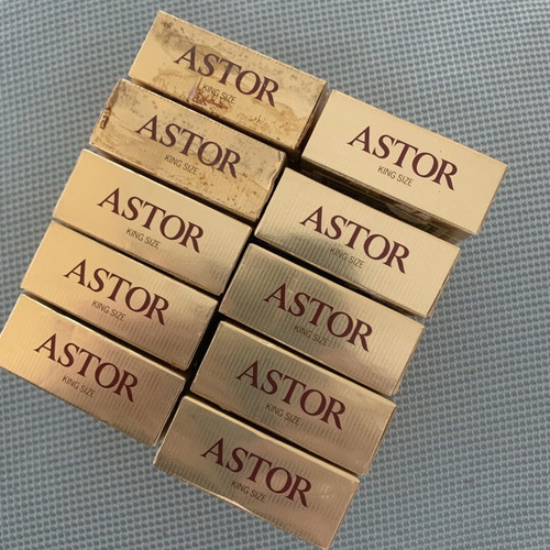 Astor empty cigarette packs used, pack of 10 from 1982