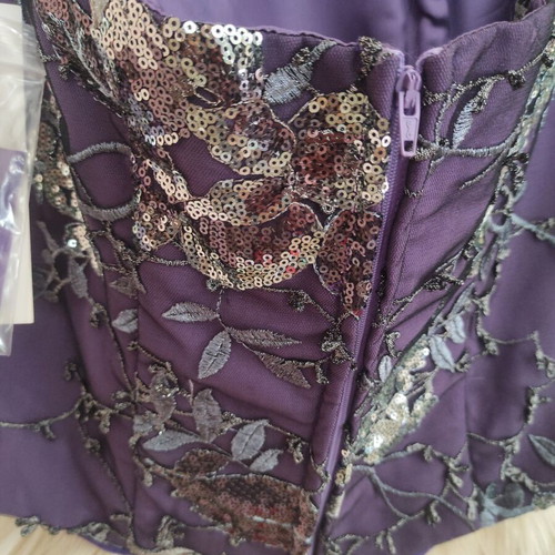 Purple high fashion corset-bustier new from muslin and lace